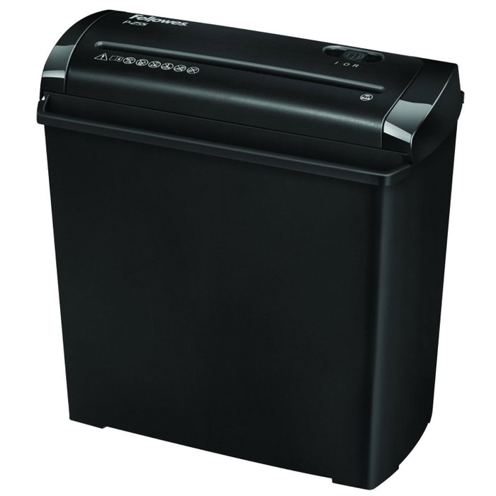 Fellowes P-25S Destructora de papel con corte en tiras, 11L, Negro/Gris